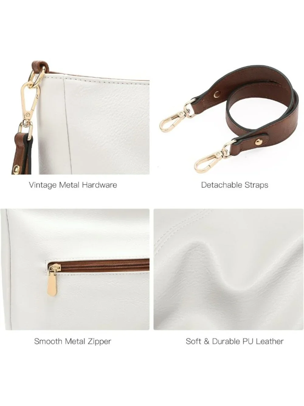 Soft Leather Hobo Bag for Women, Large Casual Tote, Multi Pocket Crossbody Purse